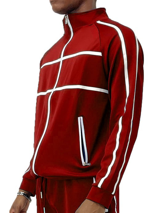 Men's Full Zip Tape Stripe Track Jacket