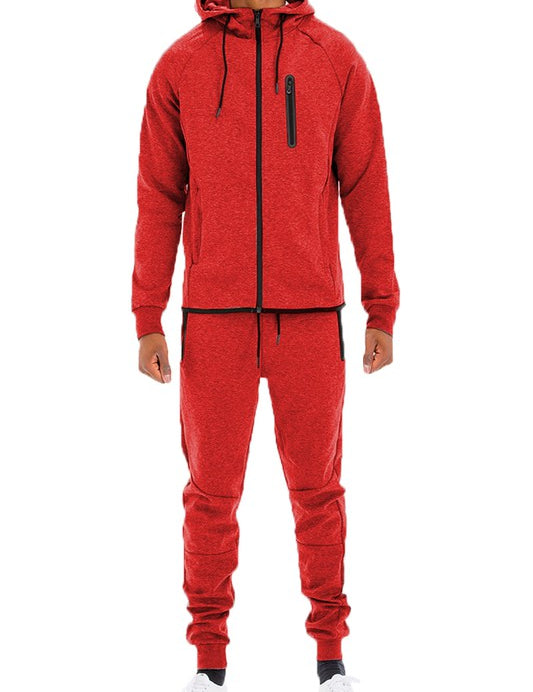 Men's Full Zip Track Set with Elastic Waist Pants