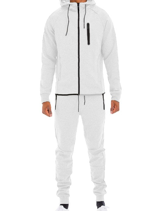 Men's Full Zip Track Set with Elastic Waist Pants