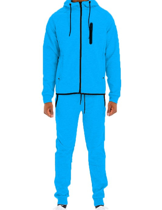 Men's Full Zip Track Set with Elastic Waist Pants