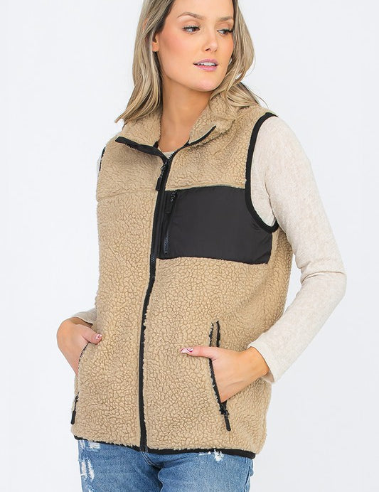 UNISEX WOMENS SHERPA FLEECE VEST TOP JACKET