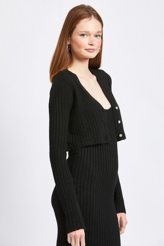 Women's Cropped Ribbed Cardigan