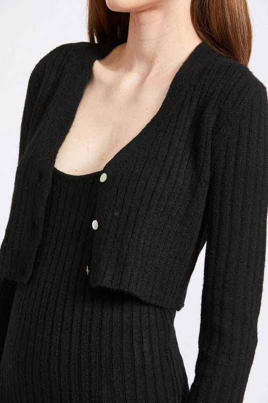 Women's Cropped Ribbed Cardigan