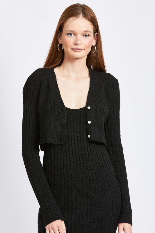 Women's Cropped Ribbed Cardigan