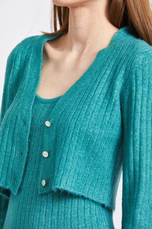 Women's Cropped Ribbed Cardigan