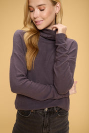 Women's Casual Ivory Cowl Neck Long Sleeve Top