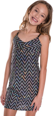 Girls Sparkle Stripe Casual Dress