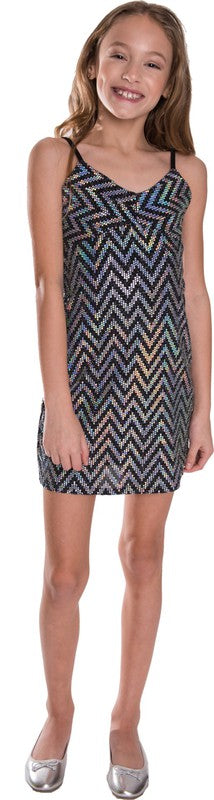 Girls Sparkle Stripe Casual Dress