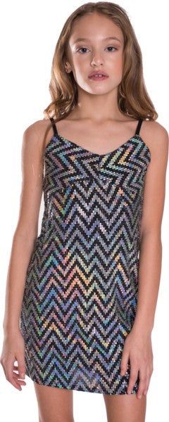 Girls Sparkle Stripe Casual Dress