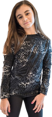 Kids' Leopard Print Cut Sleeve Top