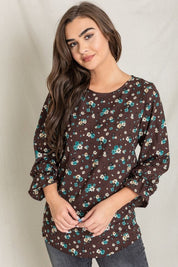 Women's Floral Ruffle Sleeve Tunic Top