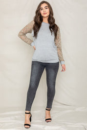 Women's Lace Sleeve Raglan Tunic