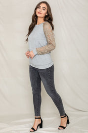 Women's Lace Sleeve Raglan Tunic