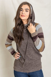 Women's Stripe Sleeve Casual Hoodie