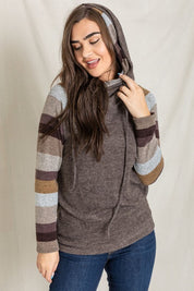 Women's Stripe Sleeve Casual Hoodie