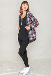 Women's Knit Plaid Slouch Cardigan