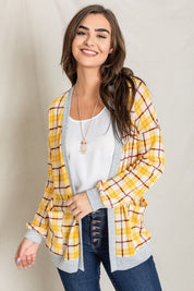 Women's Knit Plaid Slouch Cardigan