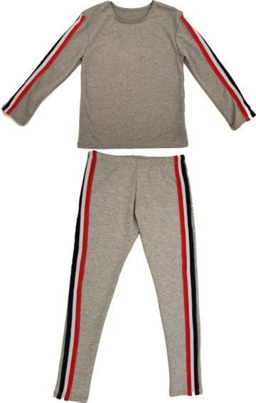 Kids' Striped Side Leggings Set in Red, White, and Blue