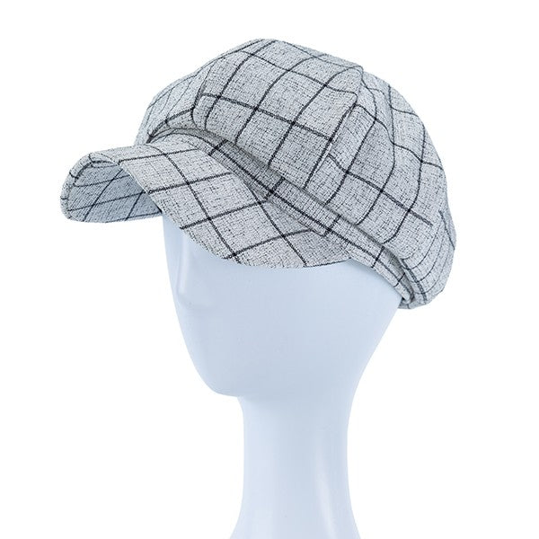 Women's Adjustable Plaid Newsboy Hat