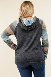 Women's Stripe Sleeve Casual Hoodie