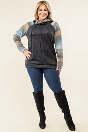 Women's Stripe Sleeve Casual Hoodie