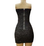 Women's Stretchy Sequin Tube Mini Dress with Zipper Back