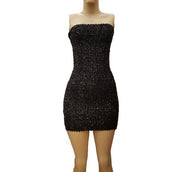 Women's Stretchy Sequin Tube Mini Dress with Zipper Back