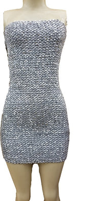 Women's Stretchy Sequin Tube Mini Dress with Zipper Back