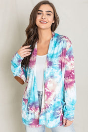 Women's Tie Dye Open Cardigan with Elbow Patches