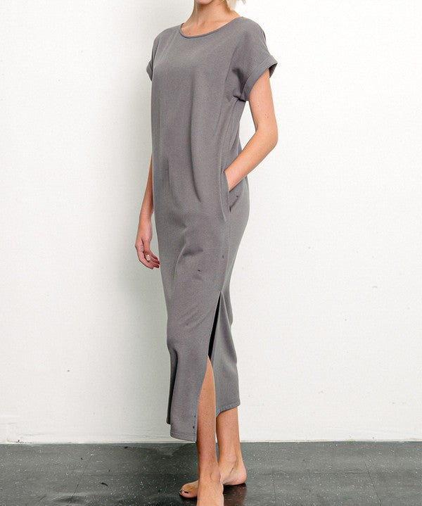 Women's Oversized Organic Hemp Side Slit Maxi Dress