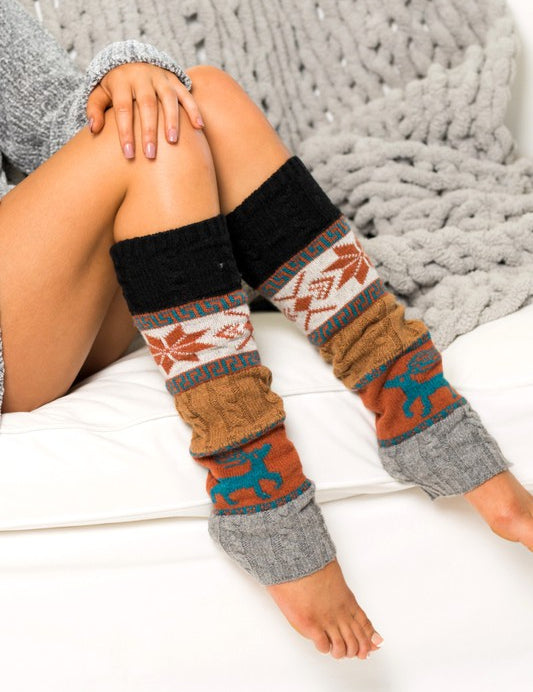 Women's Nordic Print Knitted Leg Warmers