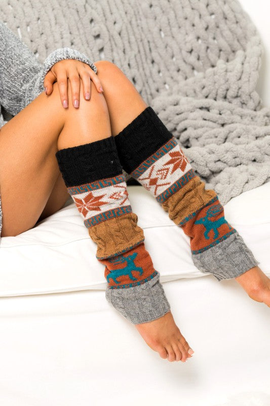 Women's Nordic Print Knitted Leg Warmers