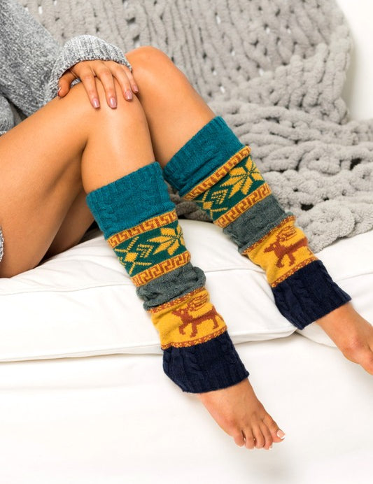 Women's Nordic Print Knitted Leg Warmers