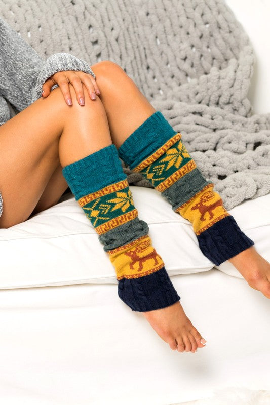 Women's Nordic Print Knitted Leg Warmers