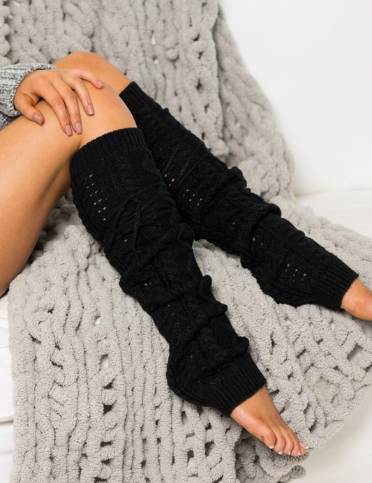 Women's Cable Knit Tie Leg Warmers