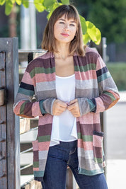 Women's Plus Suede Elbow Patch Open Cardigan with Pockets