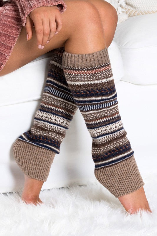 Women's Short Fair Isle Knit Legwarmers