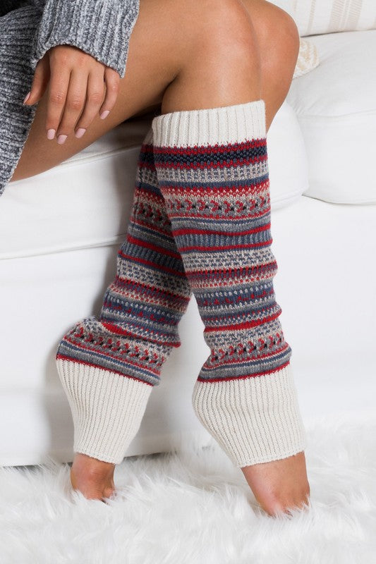 Women's Short Fair Isle Knit Legwarmers