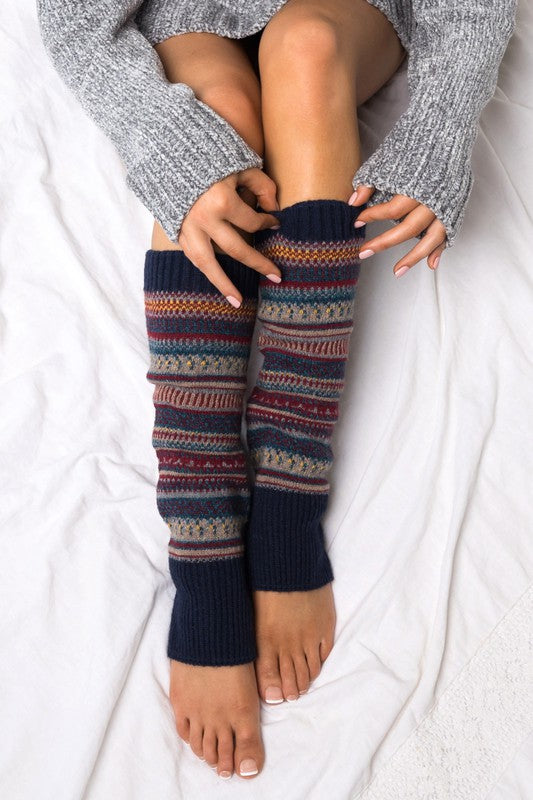 Women's Short Fair Isle Knit Legwarmers