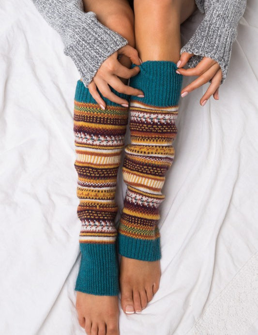 Women's Short Fair Isle Knit Legwarmers