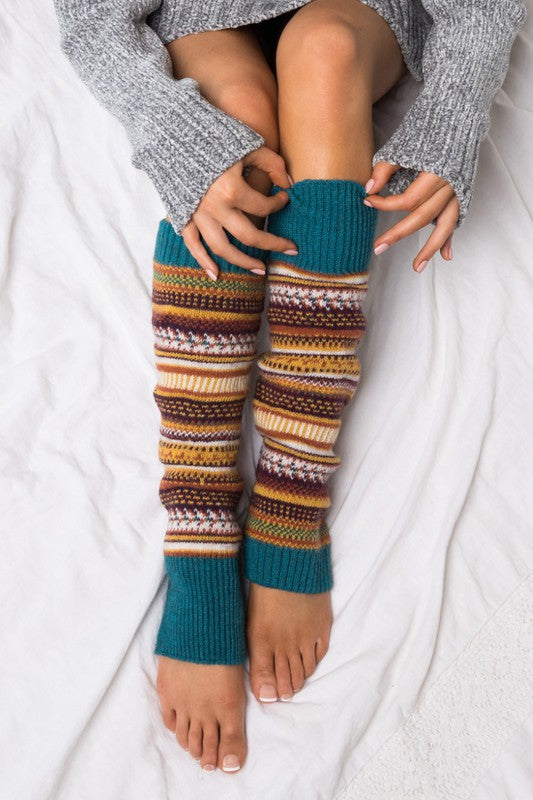 Women's Short Fair Isle Knit Legwarmers