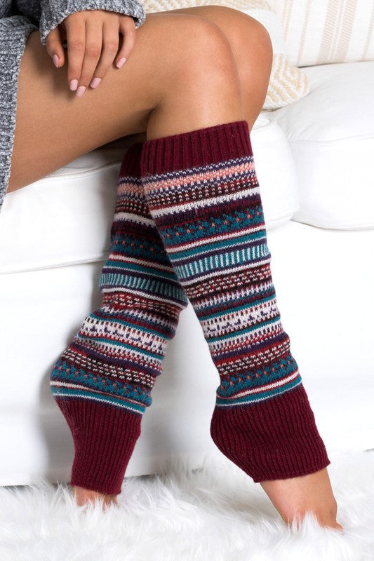 Women's Short Fair Isle Knit Legwarmers