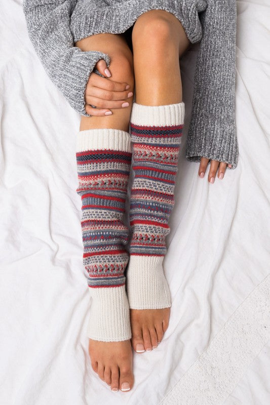 Women's Short Fair Isle Knit Legwarmers