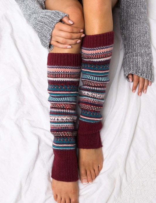 Women's Short Fair Isle Knit Legwarmers