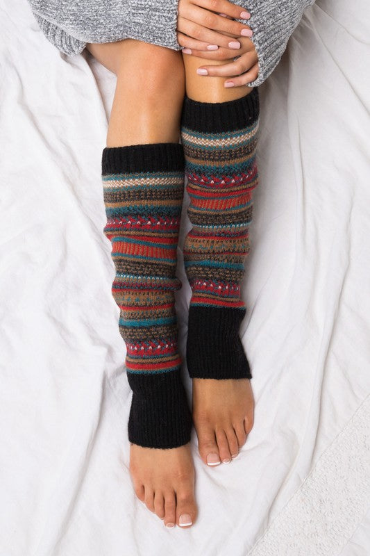 Women's Short Fair Isle Knit Legwarmers