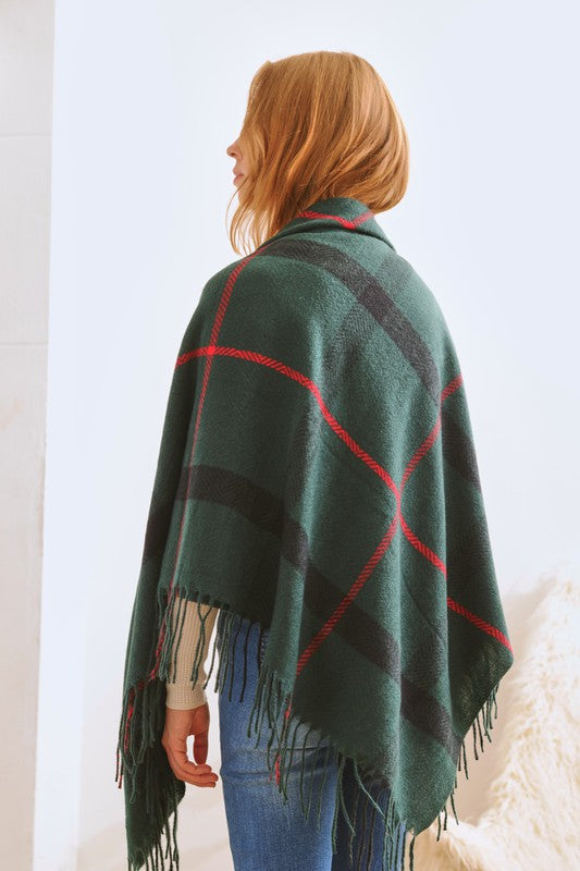 Women's Cozy Plaid Fringe Shawl Scarf