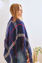 Women's Cozy Plaid Fringe Shawl Scarf