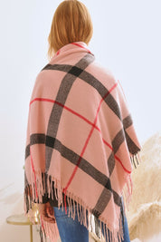 Women's Cozy Plaid Fringe Shawl Scarf