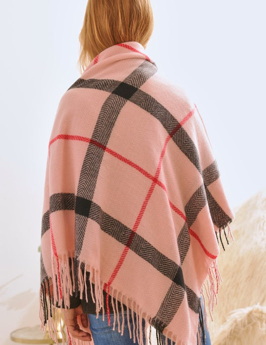 Women's Cozy Plaid Fringe Shawl Scarf