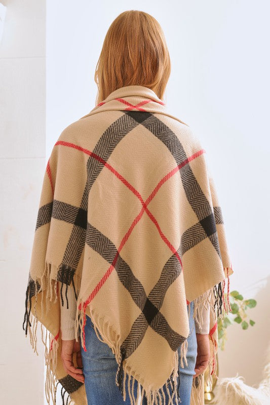 Women's Cozy Plaid Fringe Shawl Scarf